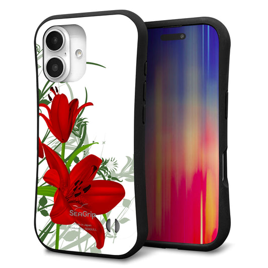 iPhone16 スマホケース 「SEA Grip」 グリップケース Sライン 【SC850 ユリ(レッド)】 UV印刷