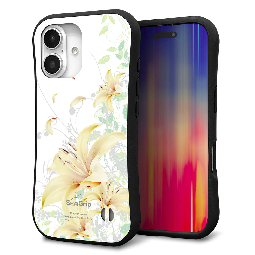iPhone16 スマホケース 「SEA Grip」 グリップケース Sライン 【SC851 ユリ(ホワイト)】 UV印刷