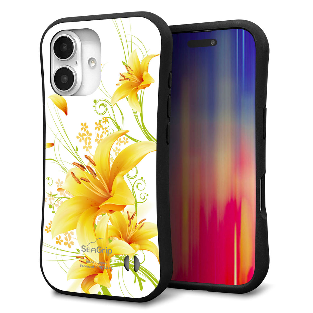 iPhone16 スマホケース 「SEA Grip」 グリップケース Sライン 【SC852 ユリ(イエロー)】 UV印刷