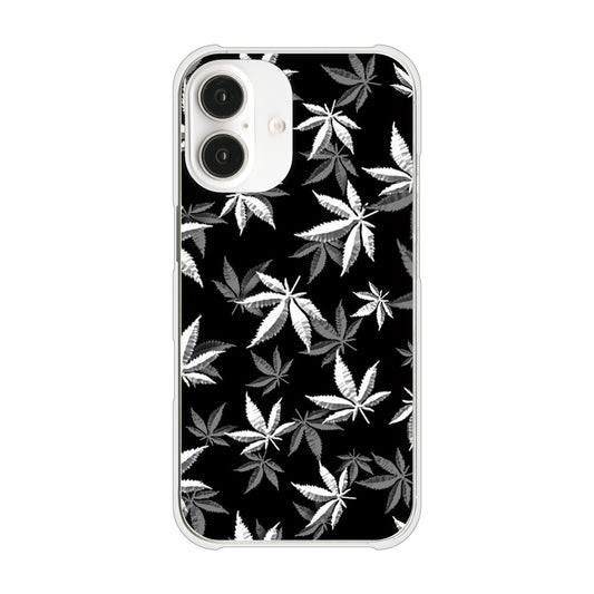 iPhone16 高画質仕上げ 背面印刷 ハードケース 【064 モノトーン大麻ブラック】