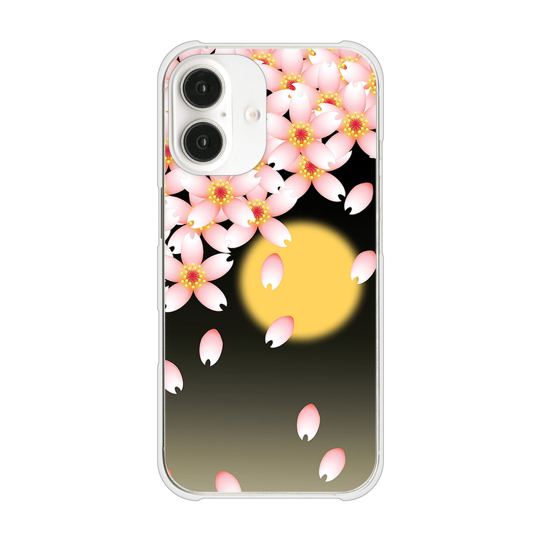iPhone16 高画質仕上げ 背面印刷 ハードケース 【136 満月と夜桜】