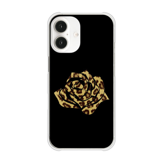 iPhone16 高画質仕上げ 背面印刷 ハードケース 【1184 ヒョウのバラ(茶)】