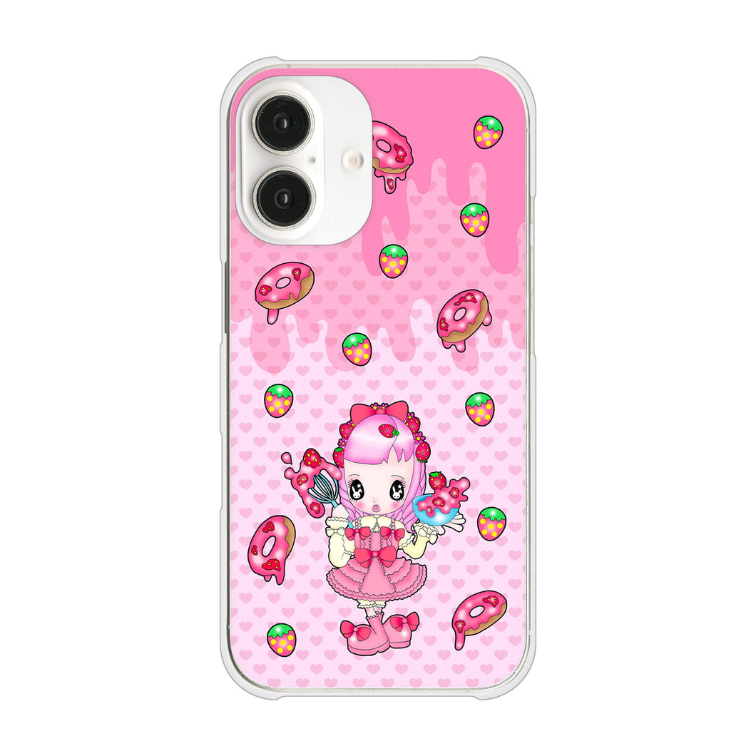 iPhone16 高画質仕上げ 背面印刷 ハードケースむかいあぐる ストロベリードーナツ