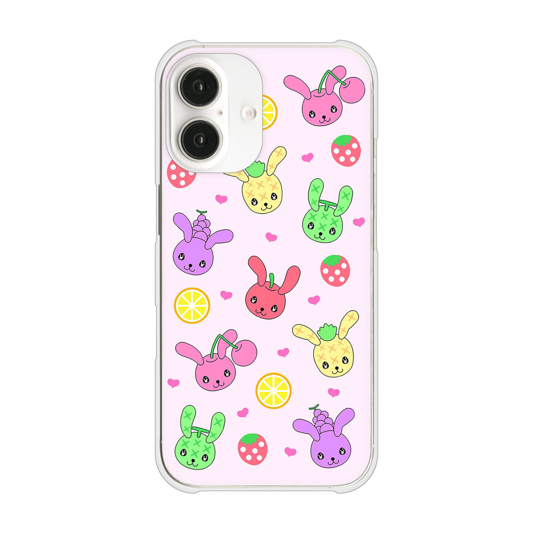 iPhone16 高画質仕上げ 背面印刷 ハードケースむかいあぐる フルーツうさぎのブルーラビッツ
