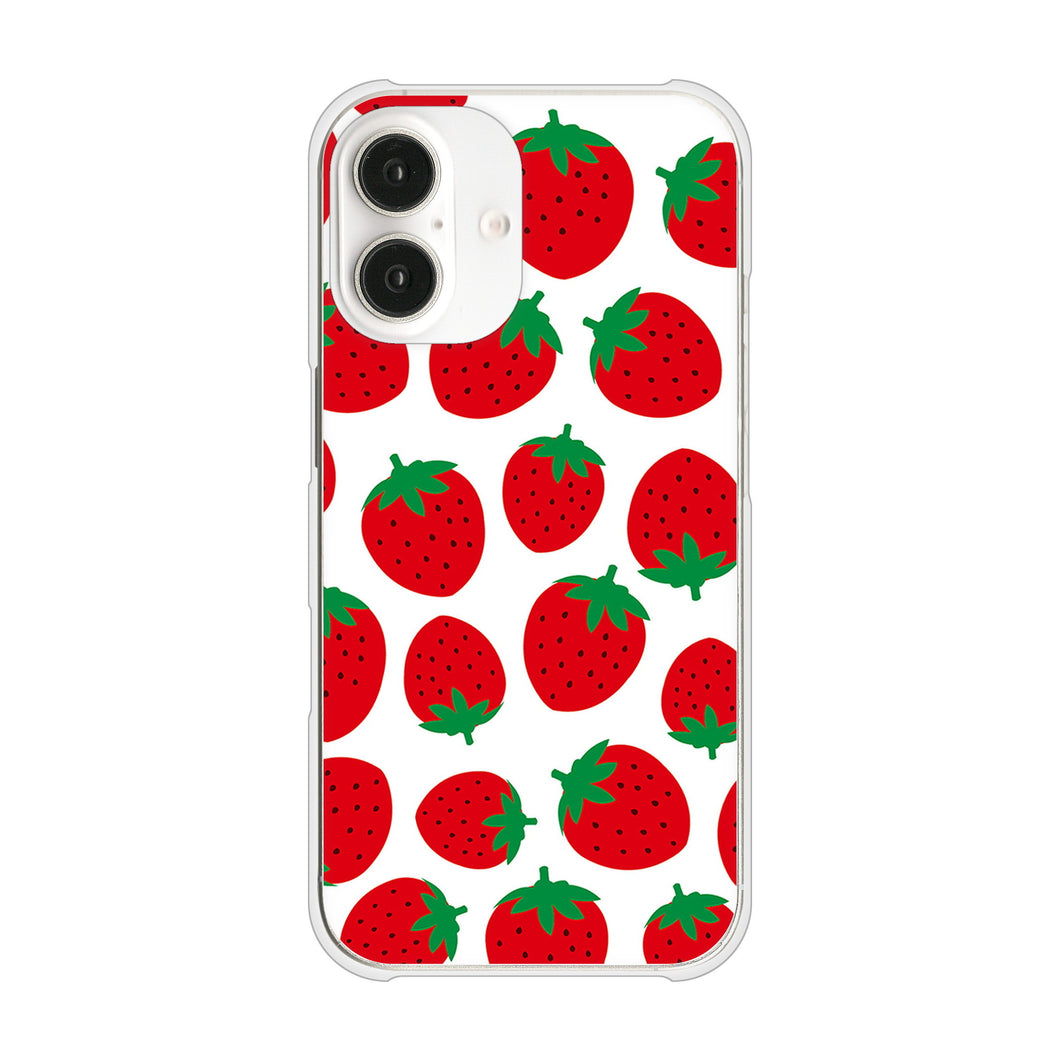 iPhone16 高画質仕上げ 背面印刷 ハードケース小さいイチゴ模様