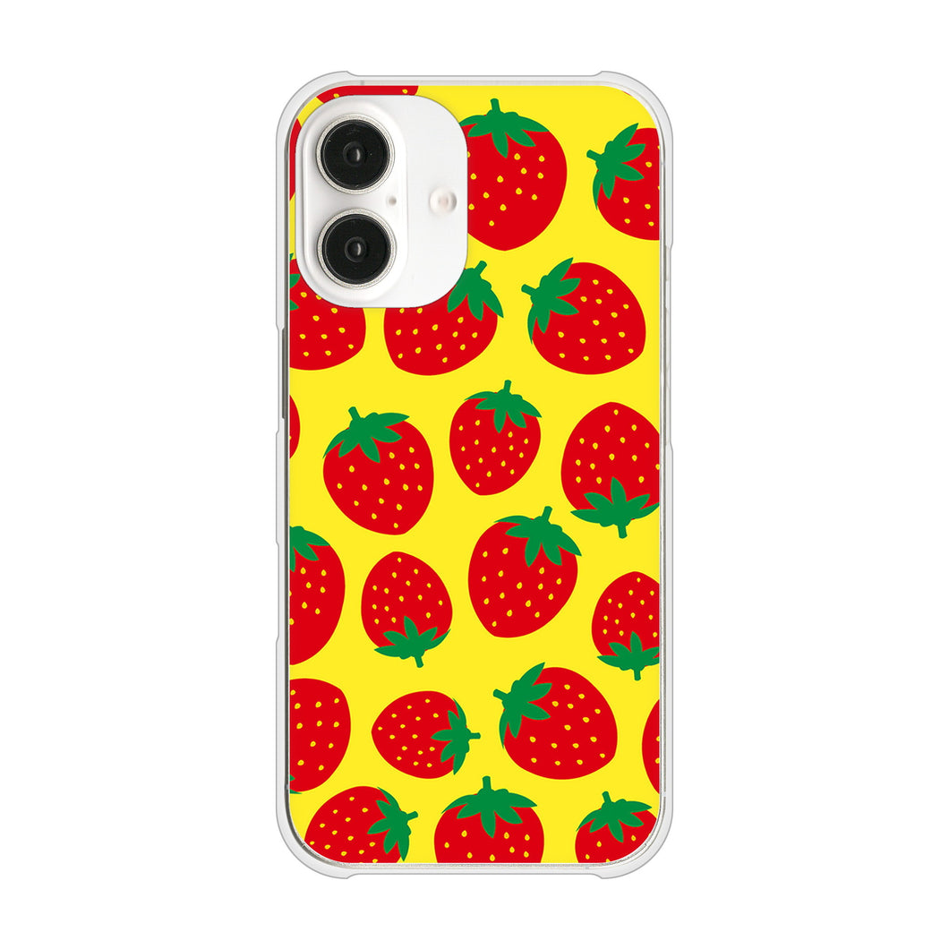 iPhone16 高画質仕上げ 背面印刷 ハードケース小さいイチゴ模様