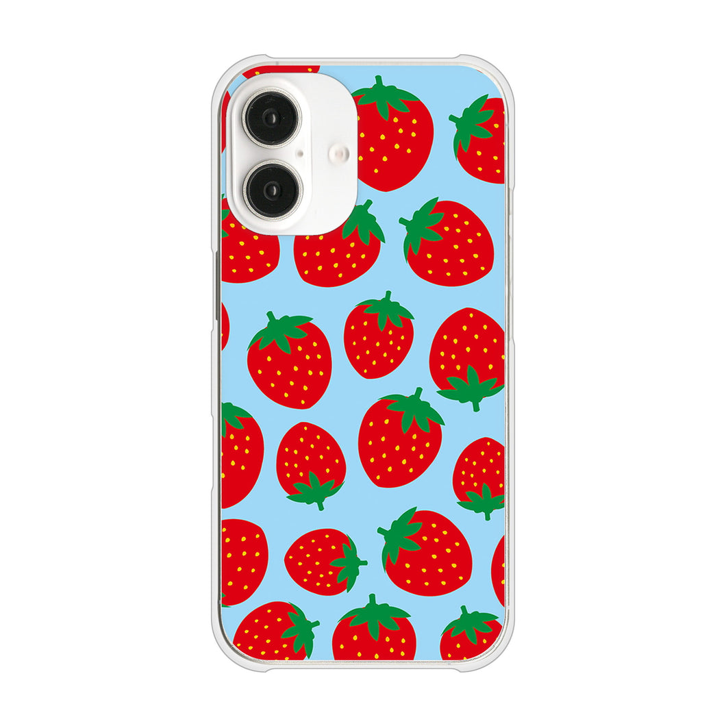iPhone16 高画質仕上げ 背面印刷 ハードケース小さいイチゴ模様