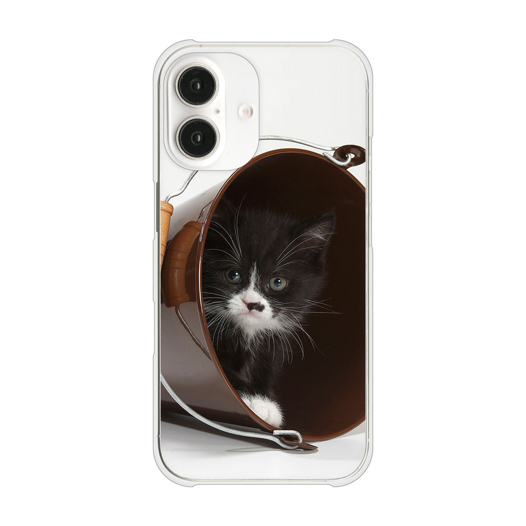 iPhone16 高画質仕上げ 背面印刷 ハードケース 【VA800 ネコとバケツ】