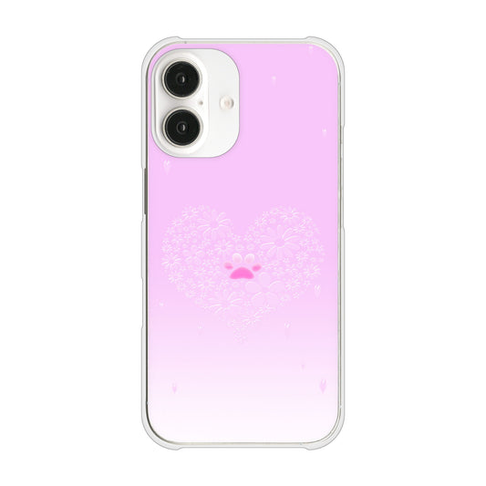 iPhone16 高画質仕上げ 背面印刷 ハードケースハートと肉球