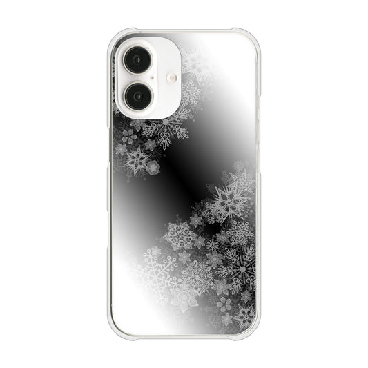 iPhone16 高画質仕上げ 背面印刷 ハードケース 【YJ340 モノトーン 雪の結晶 】