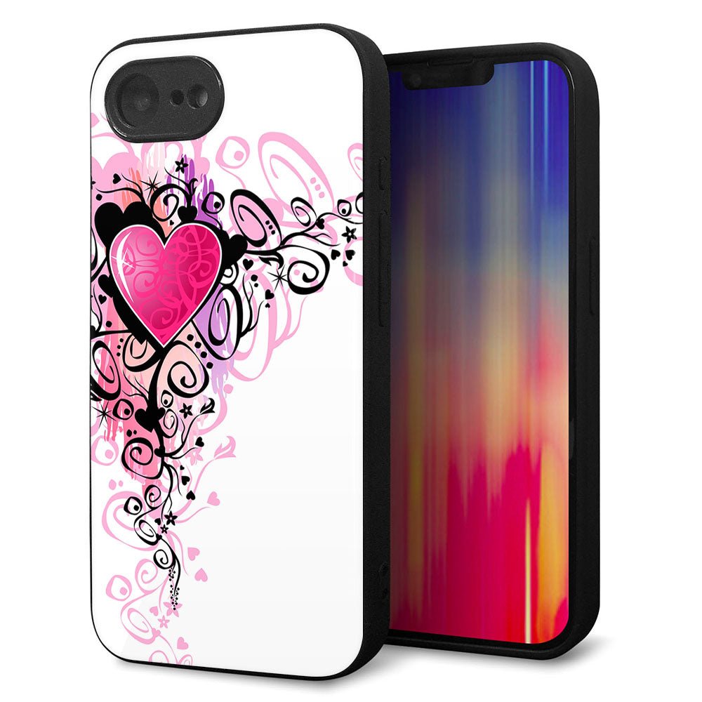 iPhone16e 強化ガラス&TPUスマホケース ガラプリ【007 スタイリッシュハート】