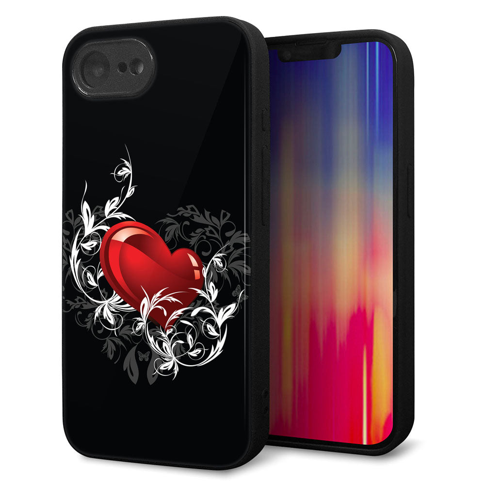 iPhone16e 強化ガラス&TPUスマホケース ガラプリ【032 クリスタルハート】