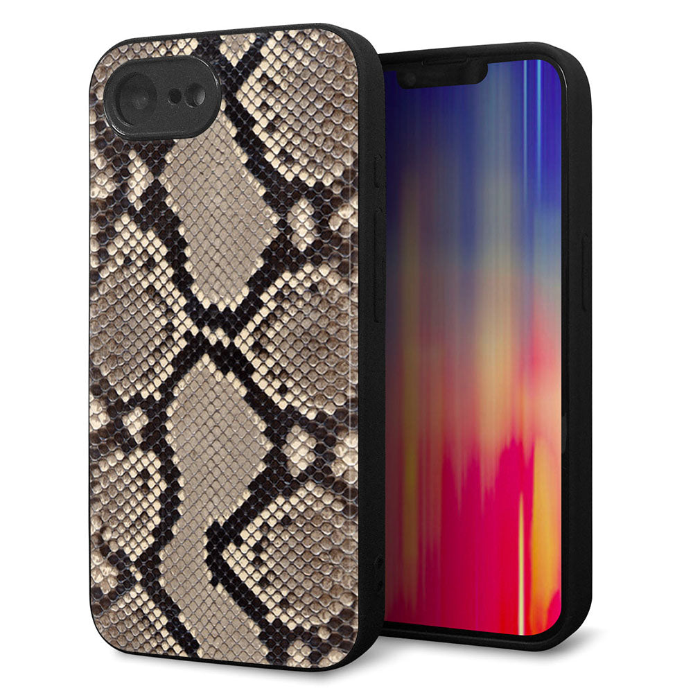 iPhone16e 強化ガラス&TPUスマホケース ガラプリ【049 ヘビ柄】