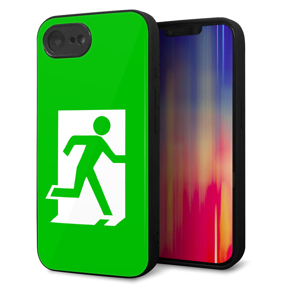 iPhone16e 強化ガラス&TPUスマホケース ガラプリ【163 非常口】