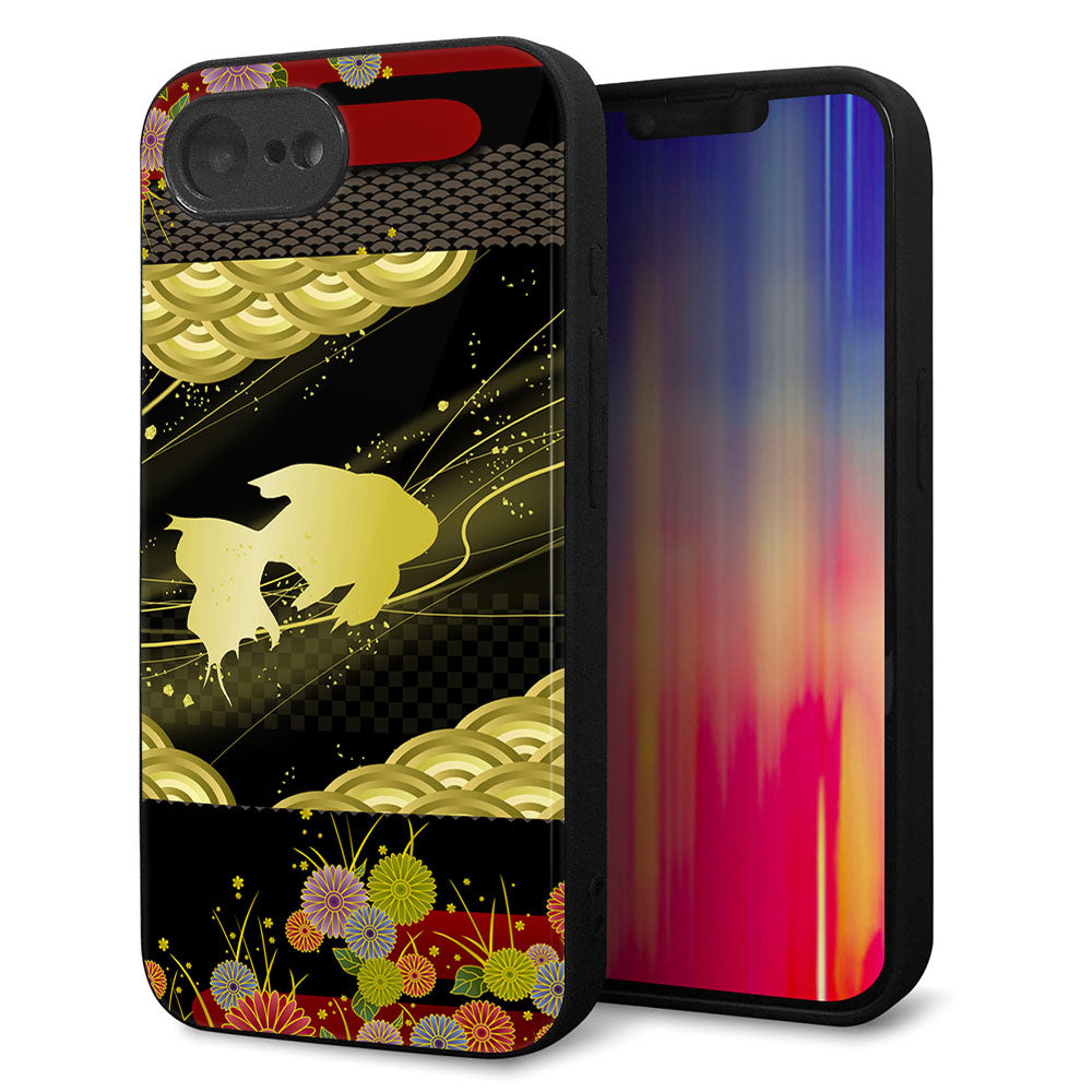 iPhone16e 強化ガラス&TPUスマホケース ガラプリ【174 天の川の金魚】