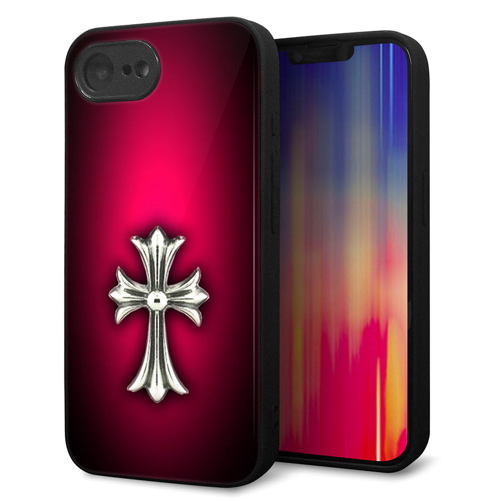 iPhone16e 強化ガラス&TPUスマホケース ガラプリ【249 クロスレッド】