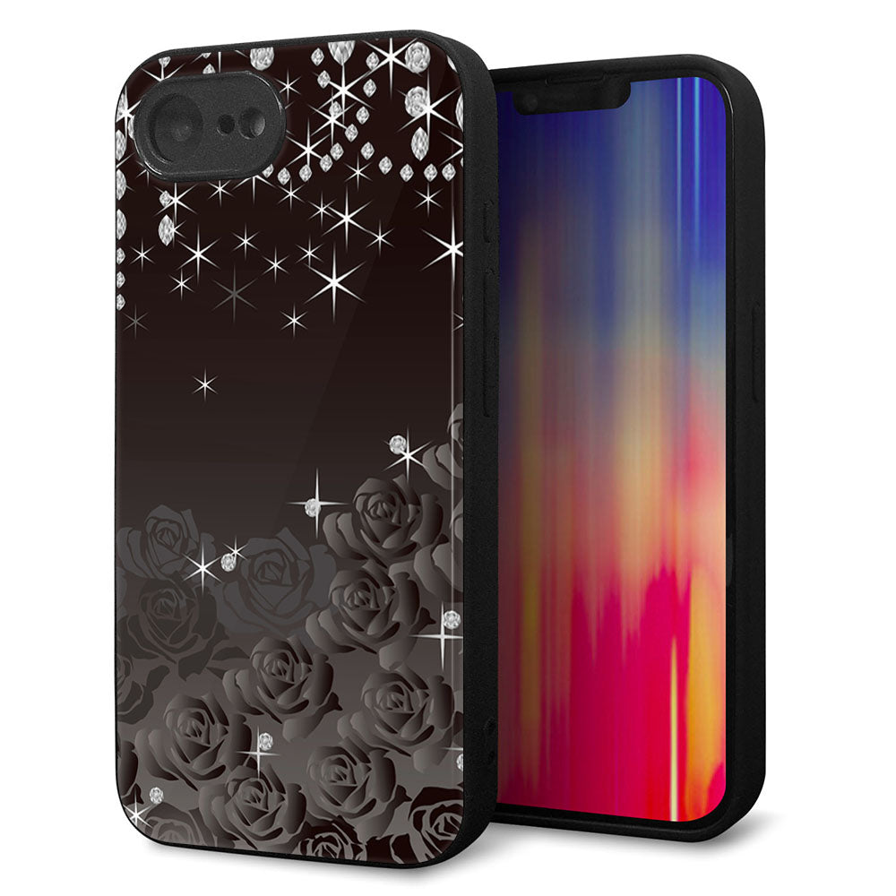 iPhone16e 強化ガラス&TPUスマホケース ガラプリ【327 薔薇とダイヤモンド】