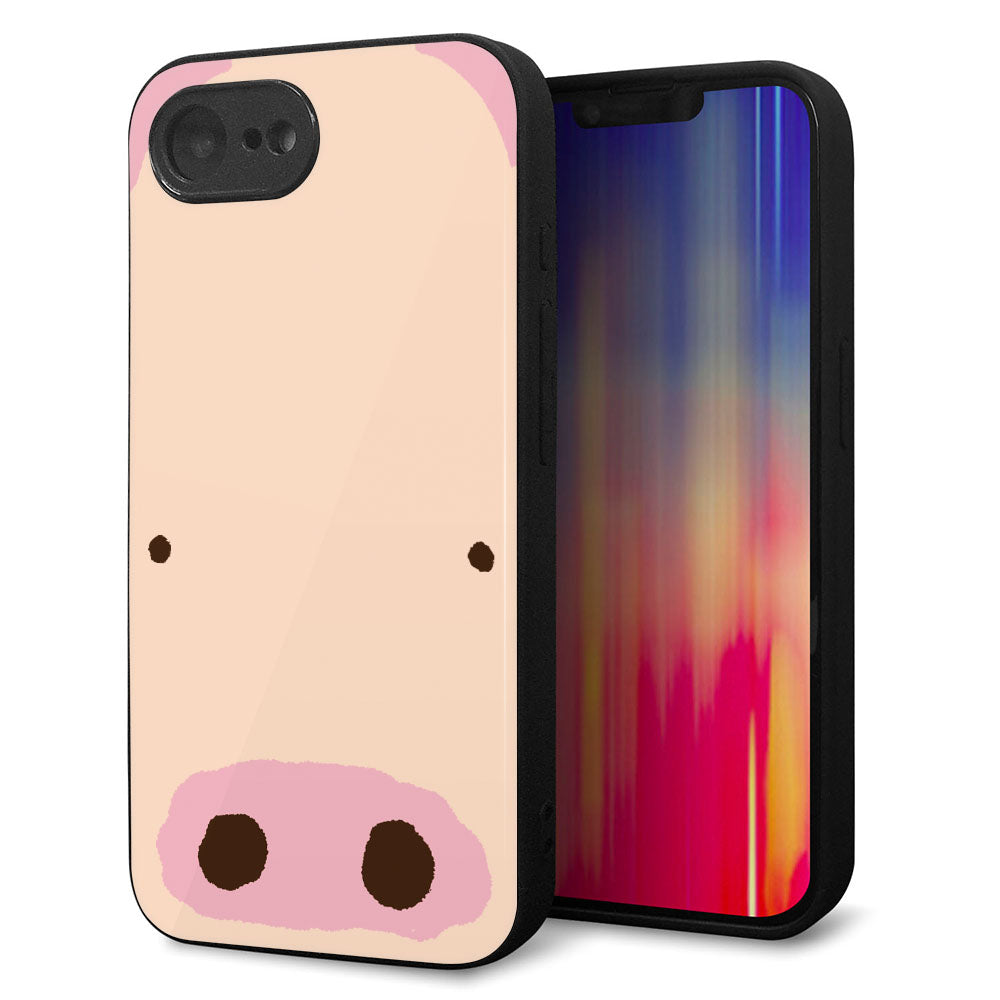 iPhone16e 強化ガラス&TPUスマホケース ガラプリ【353 ぶた】