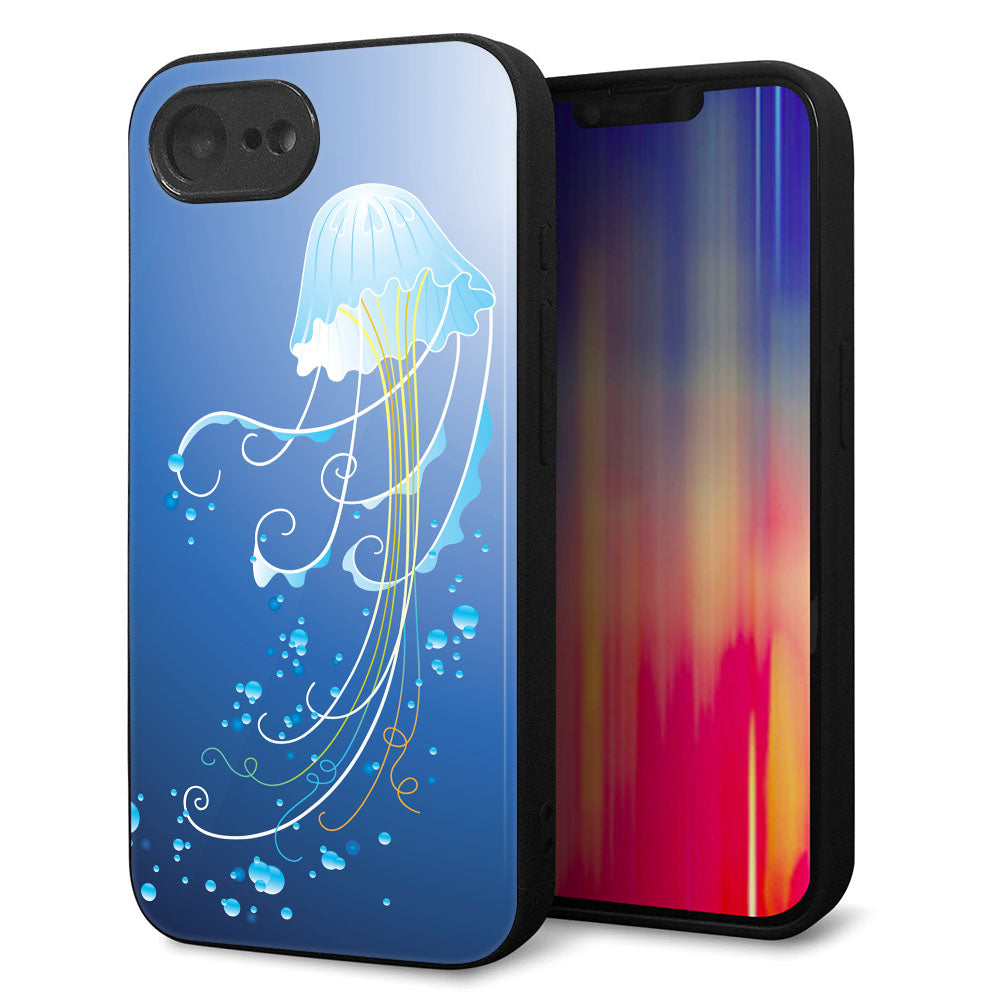 iPhone16e 強化ガラス&TPUスマホケース ガラプリ【362 ジェリーフィシュ】