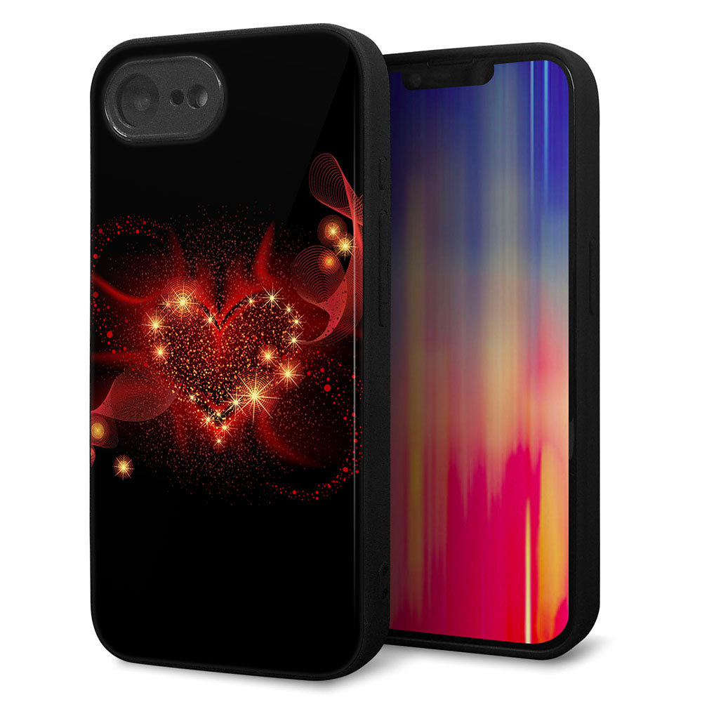 iPhone16e 強化ガラス&TPUスマホケース ガラプリ【382 ハートの創生】