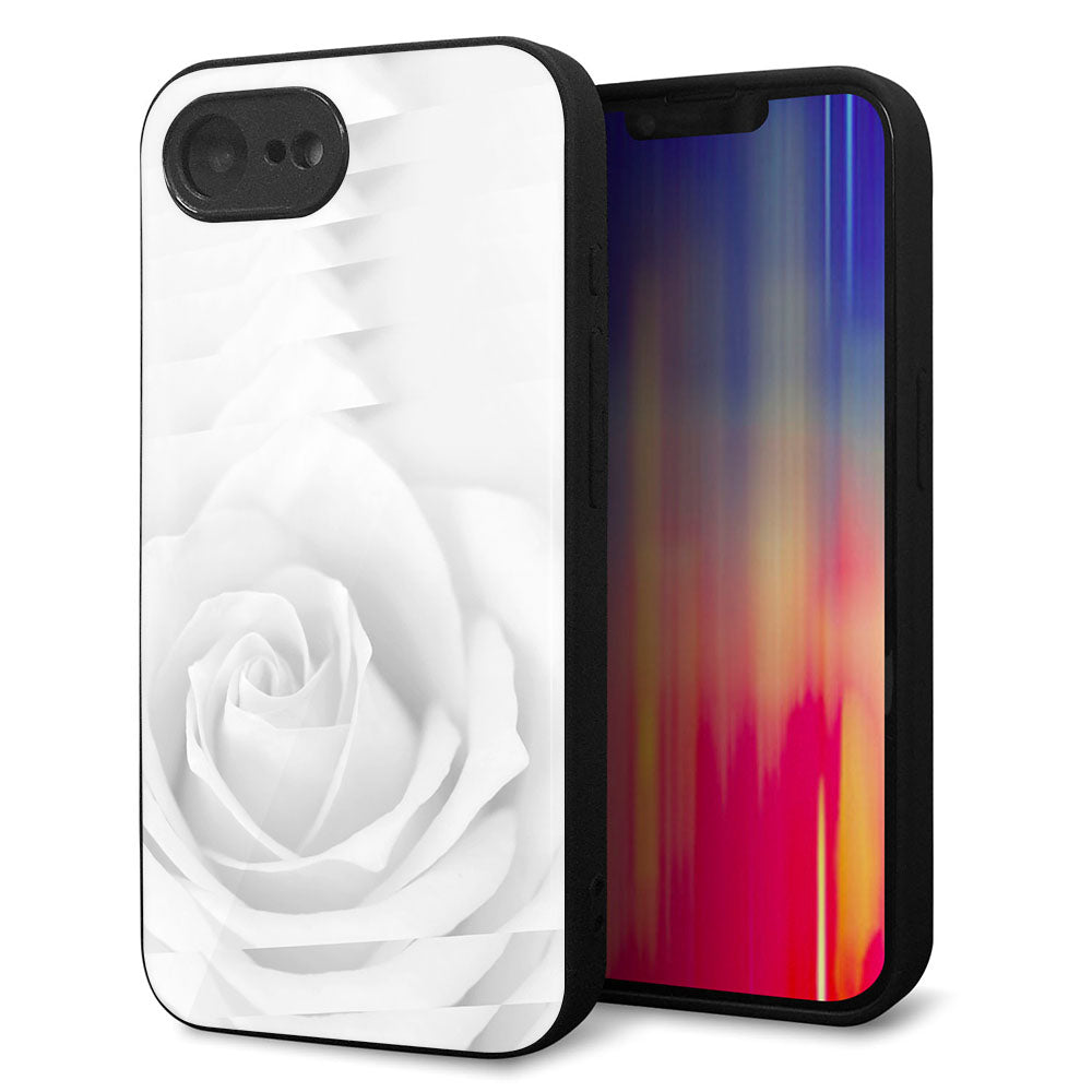 iPhone16e 強化ガラス&TPUスマホケース ガラプリ【402 ホワイトRose】