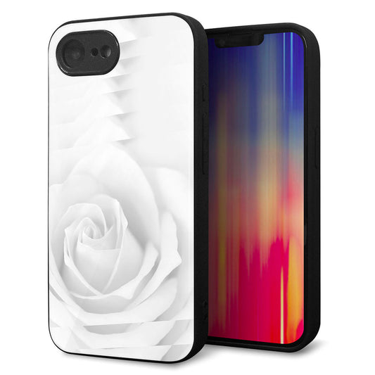 iPhone16e 強化ガラス&TPUスマホケース ガラプリ【402 ホワイトRose】