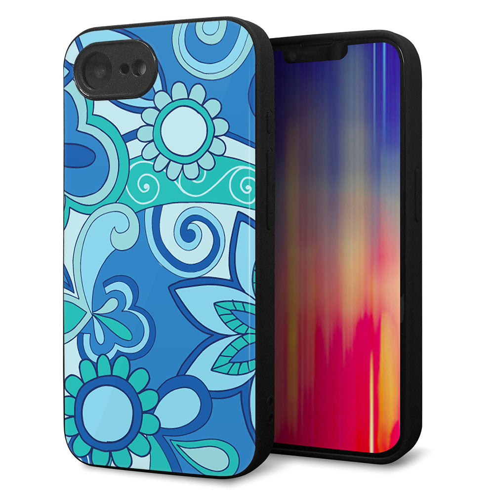 iPhone16e 強化ガラス&TPUスマホケース ガラプリ【409 ブルーミックス】