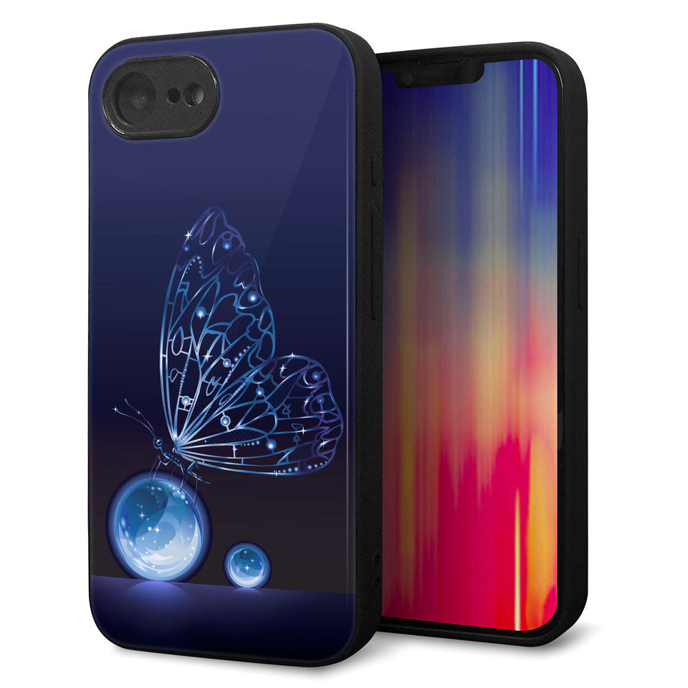 iPhone16e 強化ガラス&TPUスマホケース ガラプリ【418 神秘の蝶】