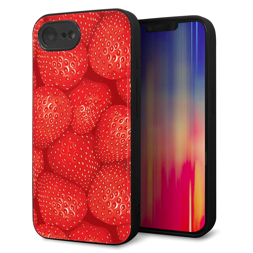 iPhone16e 強化ガラス&TPUスマホケース ガラプリ【444 ストロベリーウォール】