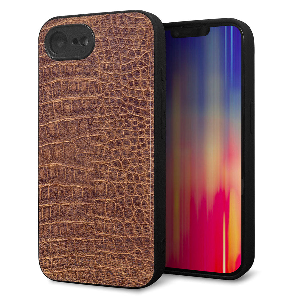 iPhone16e 強化ガラス&TPUスマホケース ガラプリ【463 クロコダイル】