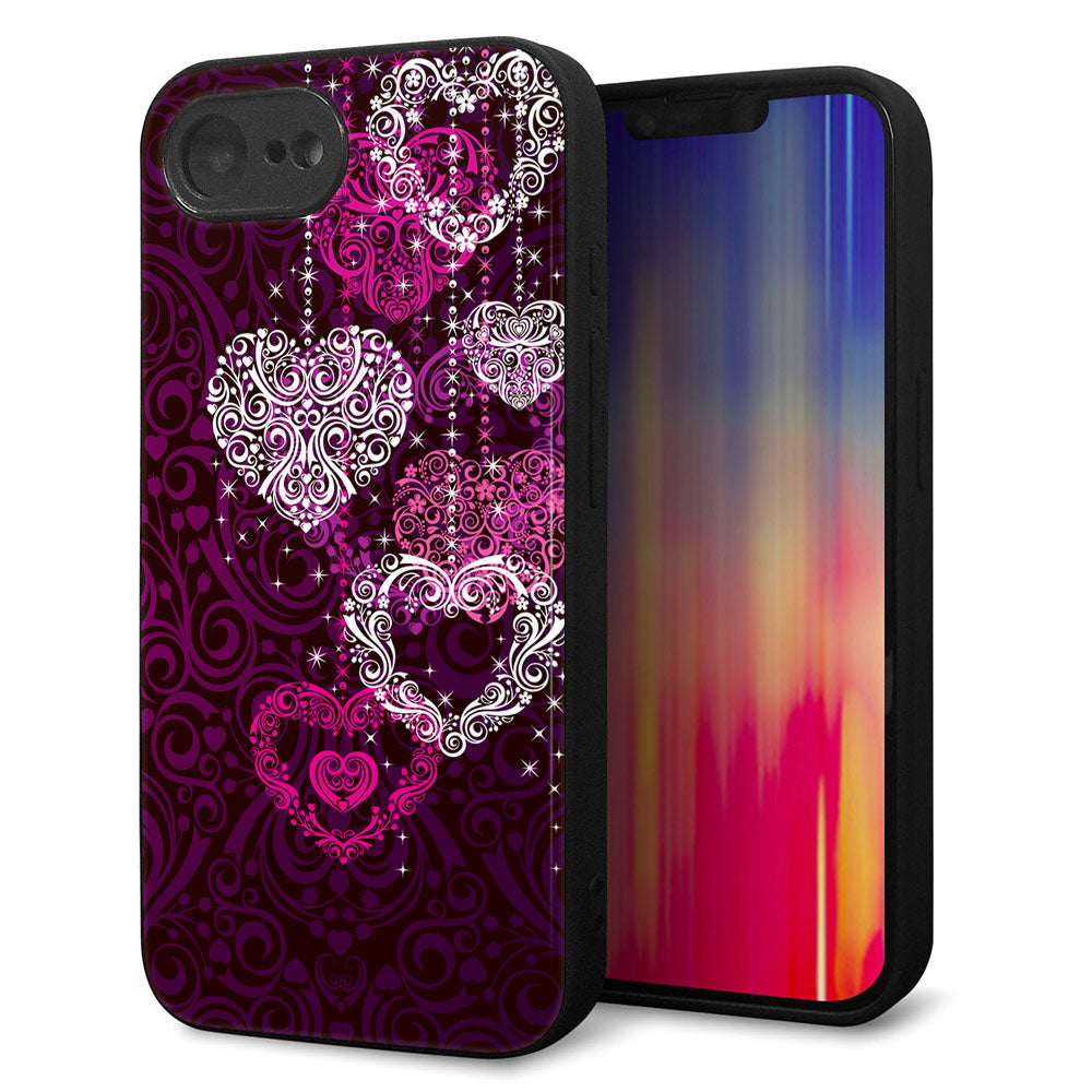 iPhone16e 強化ガラス&TPUスマホケース ガラプリ【468 ハートのシャンデリア】