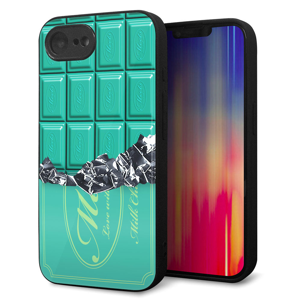 iPhone16e 強化ガラス&TPUスマホケース ガラプリ【554 板チョコ?ミント】