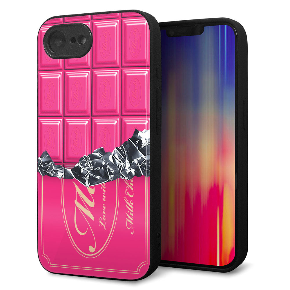 iPhone16e 強化ガラス&TPUスマホケース ガラプリ【555 板チョコ?ストロベリー】