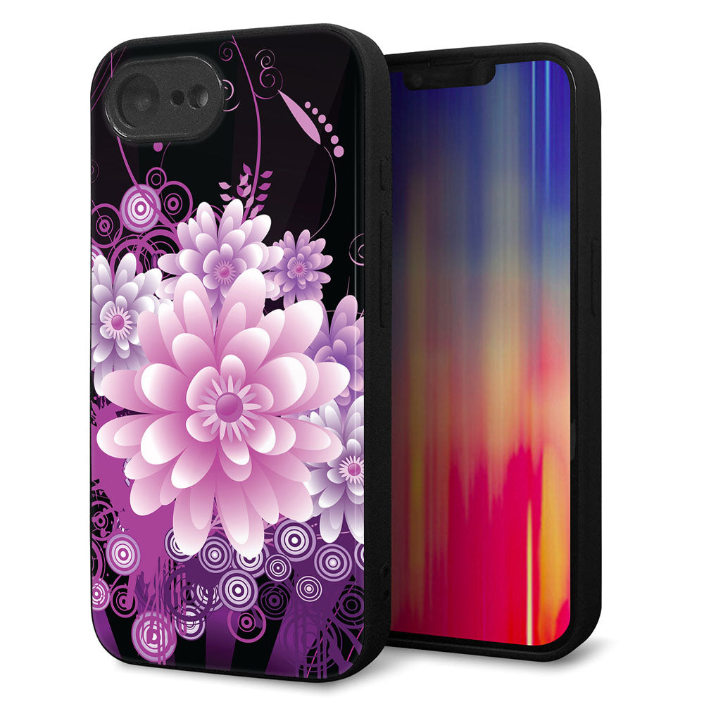 iPhone16e 強化ガラス&TPUスマホケース ガラプリ【564 3Dフラワー】