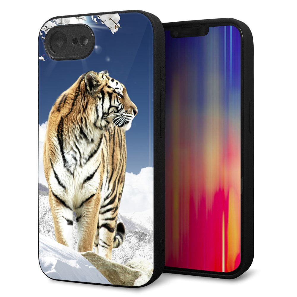 iPhone16e 強化ガラス&TPUスマホケース ガラプリ【793 雪山の虎】