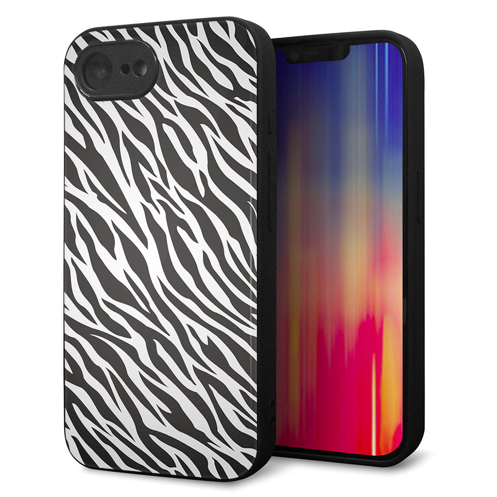 iPhone16e 強化ガラス&TPUスマホケース ガラプリ【1057 デザインゼブラ(GL)】