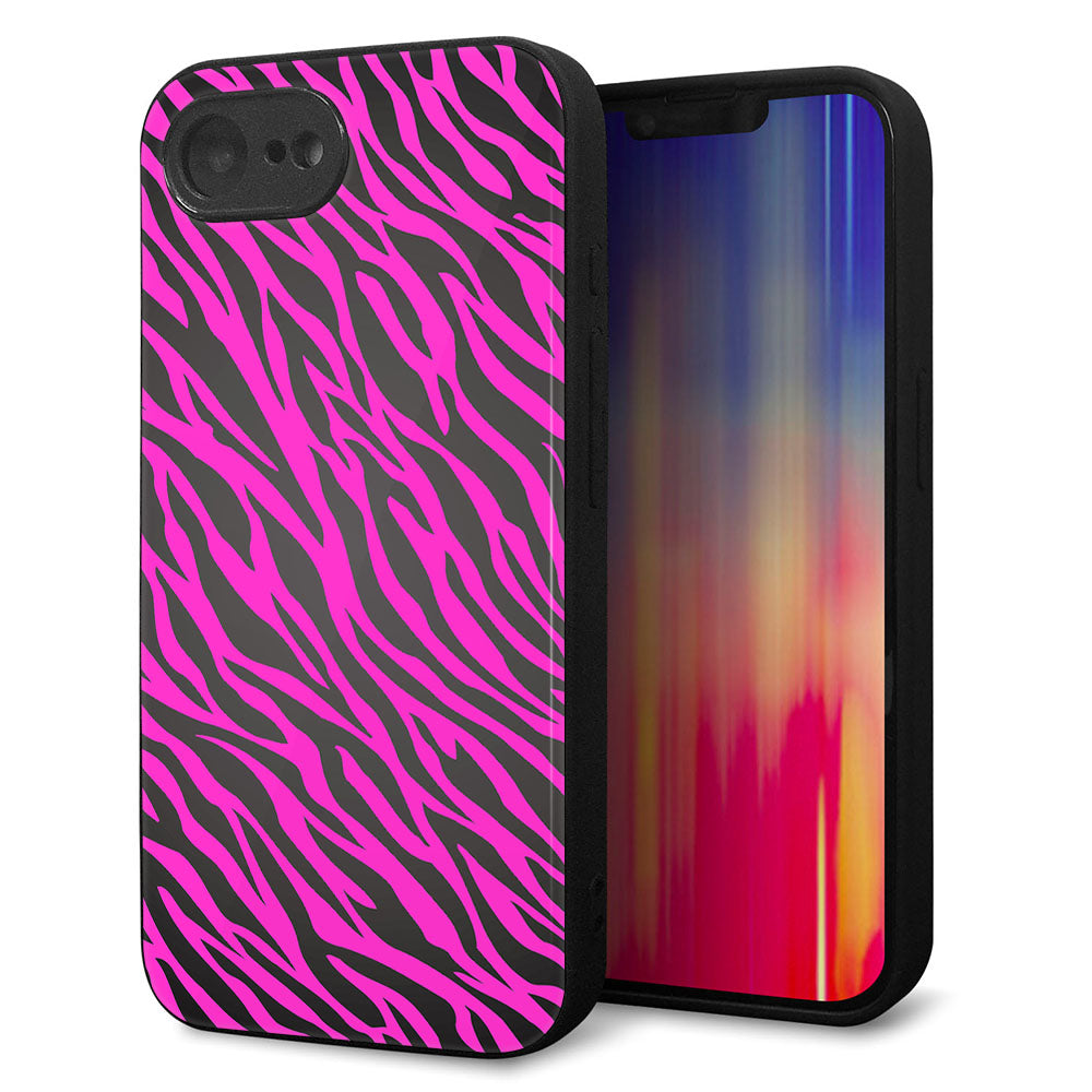 iPhone16e 強化ガラス&TPUスマホケース ガラプリ【1058 デザインゼブラ(PU)】