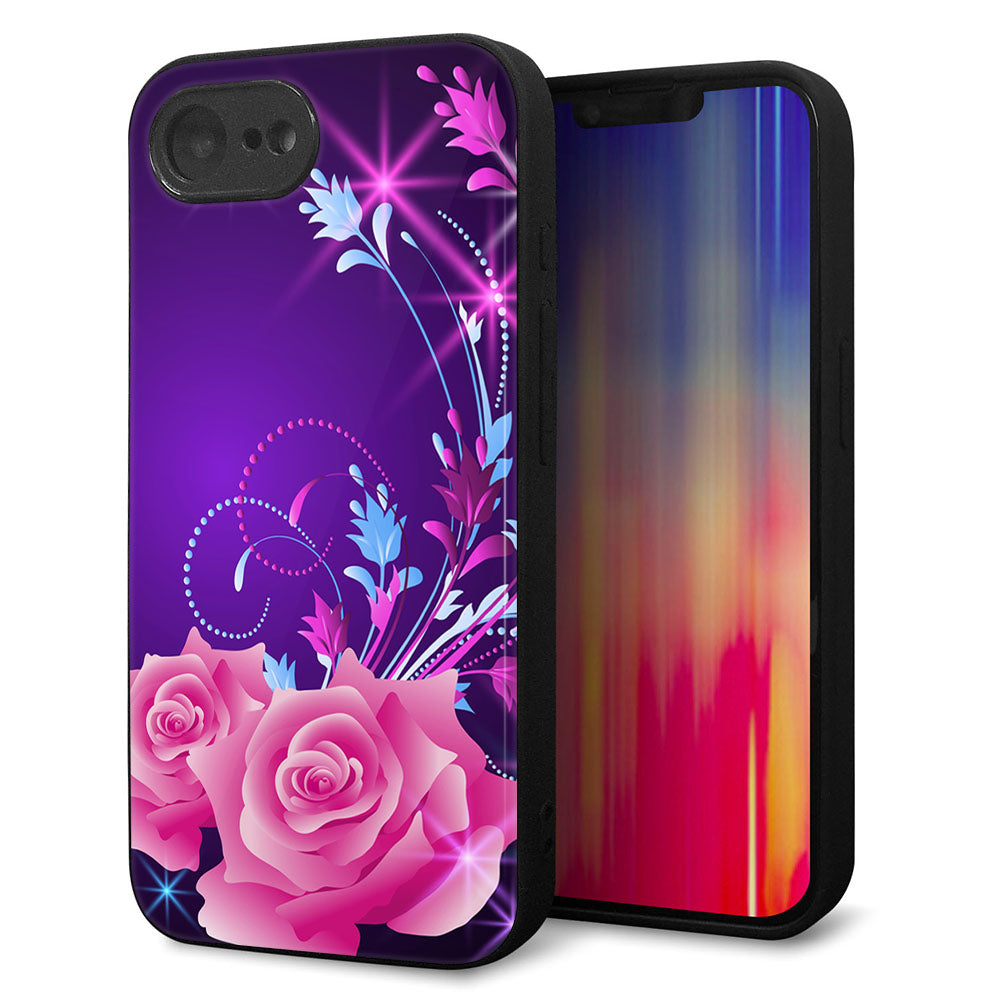 iPhone16e 強化ガラス&TPUスマホケース ガラプリ【1177 紫色の夜】