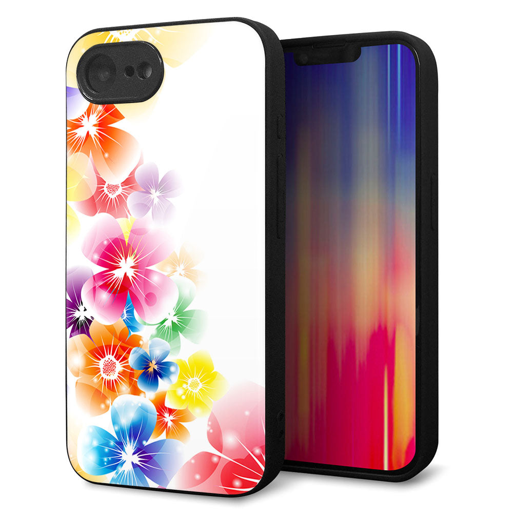 iPhone16e 強化ガラス&TPUスマホケース ガラプリ【1209 光と花】