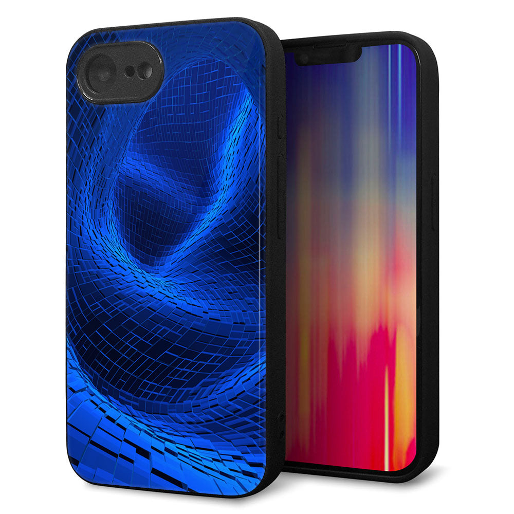 iPhone16e 強化ガラス&TPUスマホケース ガラプリ【1302 ワープブルー】