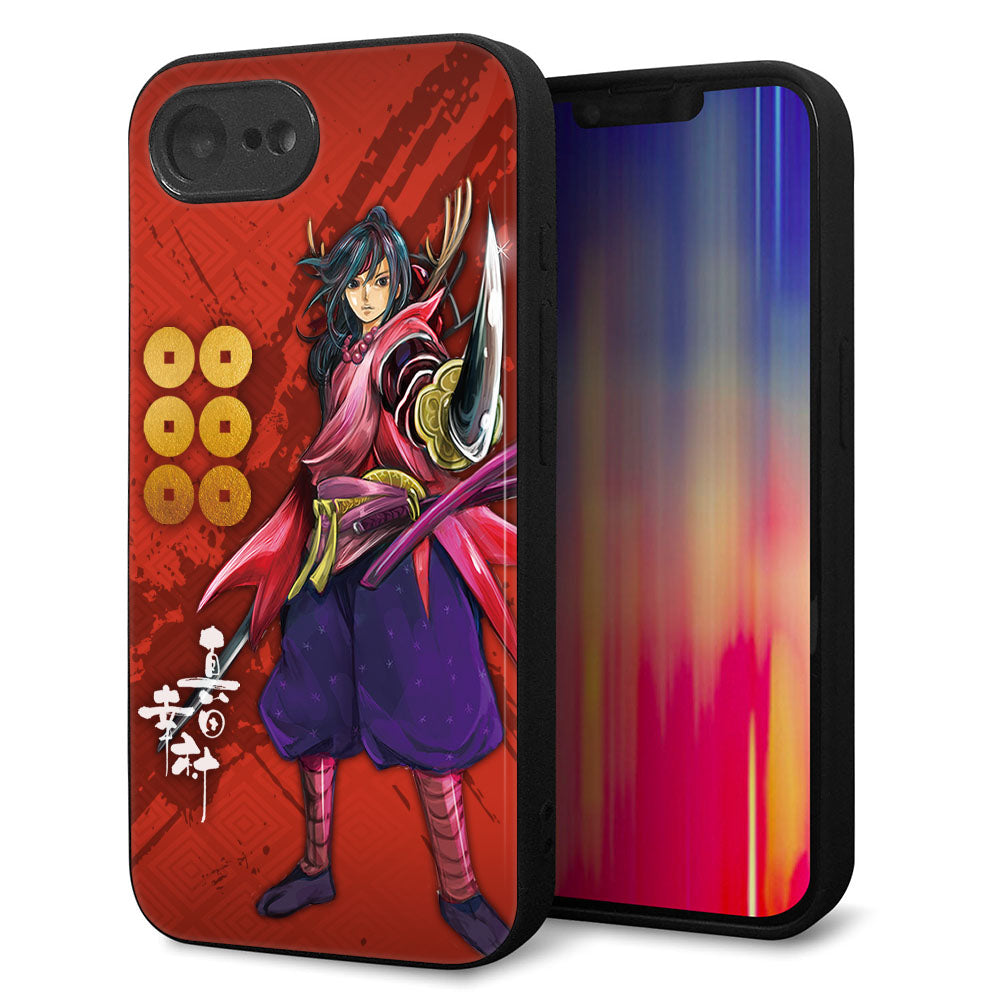 iPhone16e 強化ガラス&TPUスマホケース ガラプリ【AB807 真田幸村 イラストと家紋】