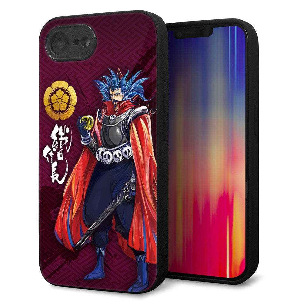 iPhone16e 強化ガラス&TPUスマホケース ガラプリ【AB808 織田信長 イラストと家紋】