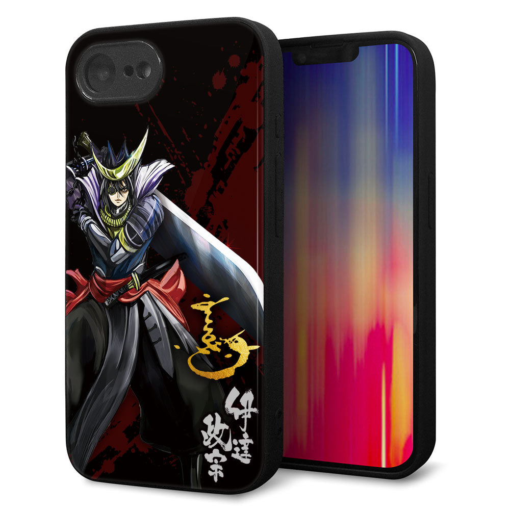 iPhone16e 強化ガラス&TPUスマホケース ガラプリ【AB809 伊達政宗 イラストと花押】
