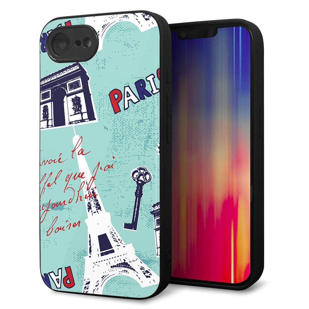 iPhone16e 強化ガラス&TPUスマホケース ガラプリ【EK812 ビューティフルパリブルー】