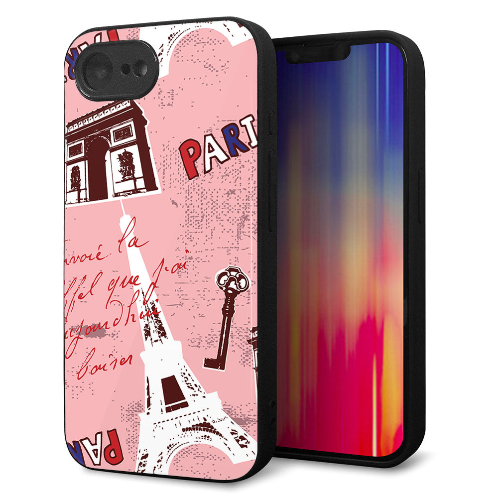 iPhone16e 強化ガラス&TPUスマホケース ガラプリ【EK813 ビューティフルパリレッド】