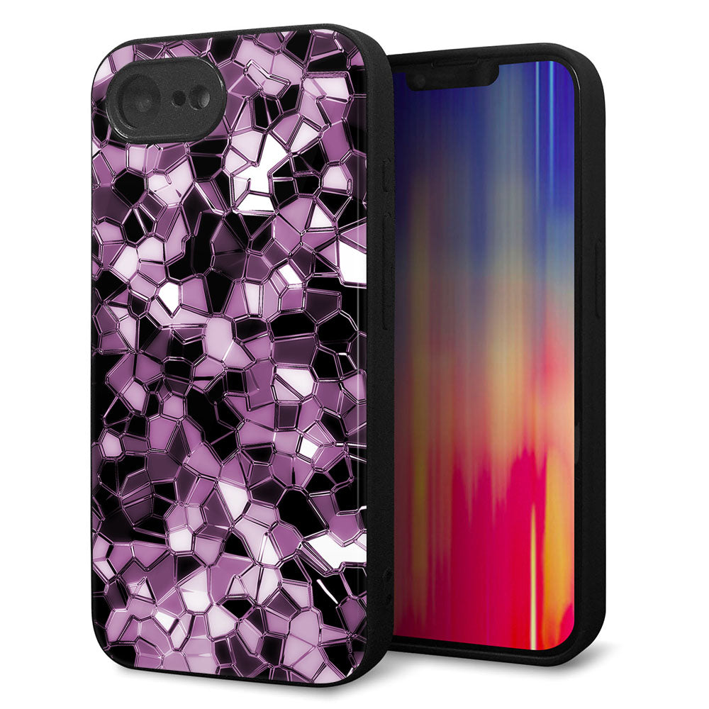 iPhone16e 強化ガラス&TPUスマホケース ガラプリ【EK837 テクニカルミラーパープル】