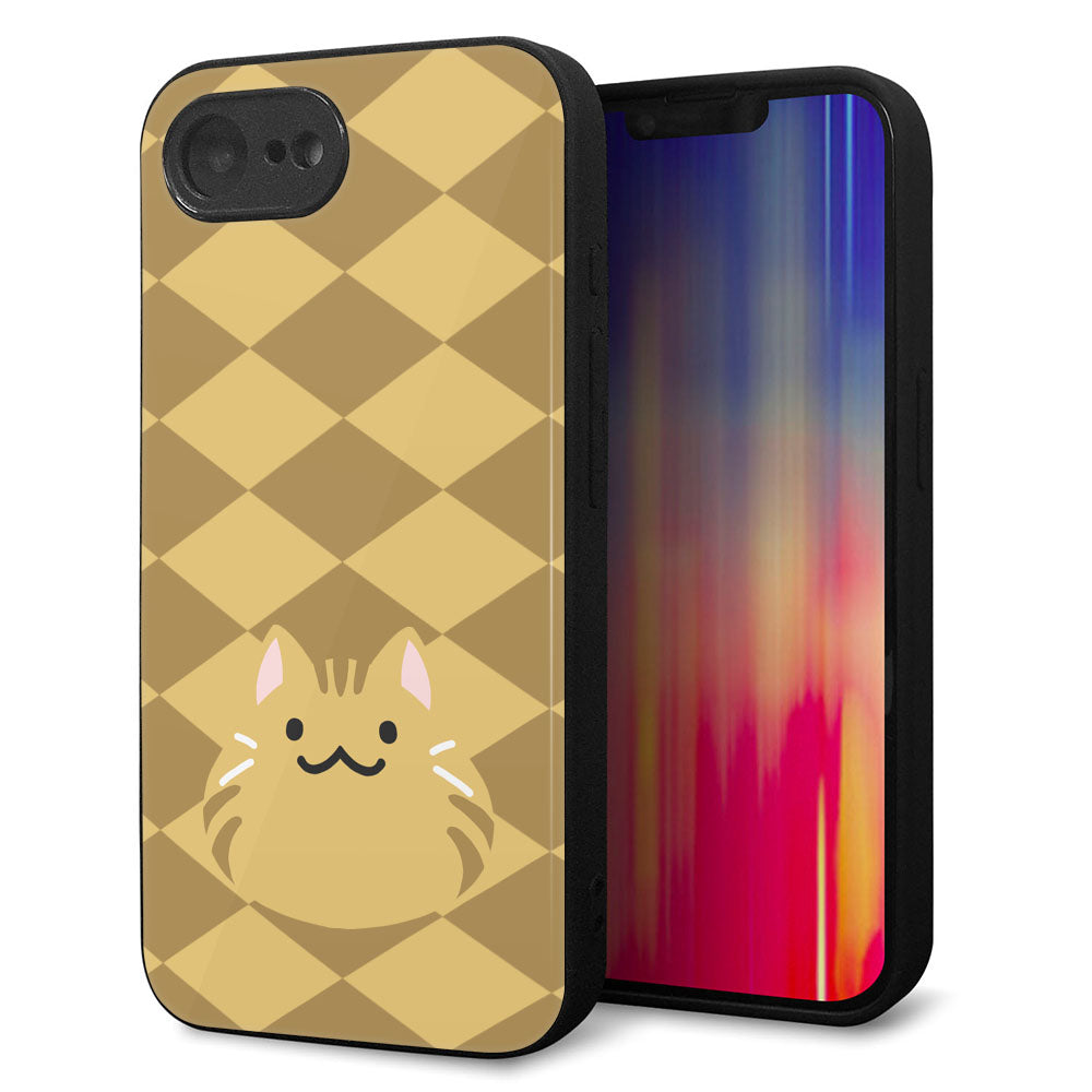 iPhone16e 強化ガラス&TPUスマホケース ガラプリ【HA247 もちねこ 茶トラ】