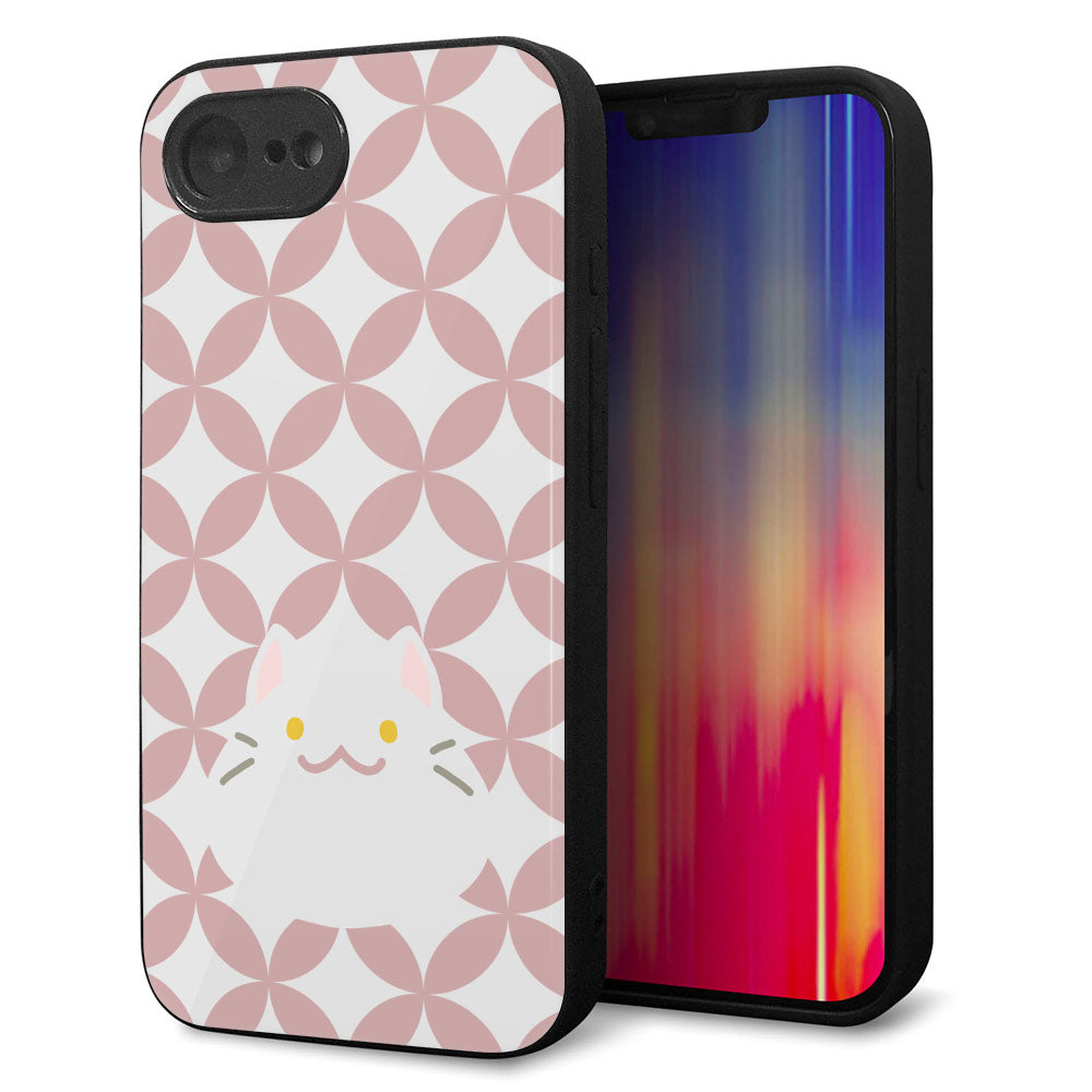 iPhone16e 強化ガラス&TPUスマホケース ガラプリ【HA248 もちねこ シロ】