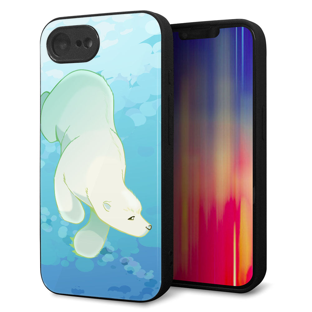 iPhone16e 強化ガラス&TPUスマホケース ガラプリ【HA261 ポケットアクアリウム ホッキョクグマ】