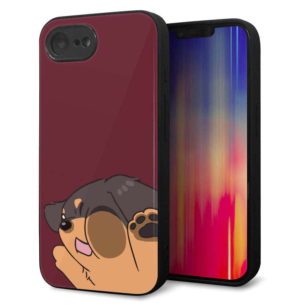 iPhone16e 強化ガラス&TPUスマホケース ガラプリ【HA294 むぎゅっとミニダックス】